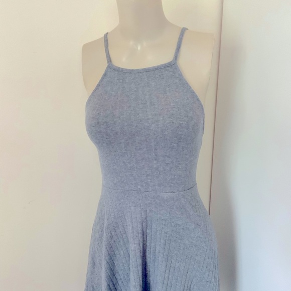 My Gabby | Gray Ribbed Sleeveless Mini Dress - Picture 2 of 6